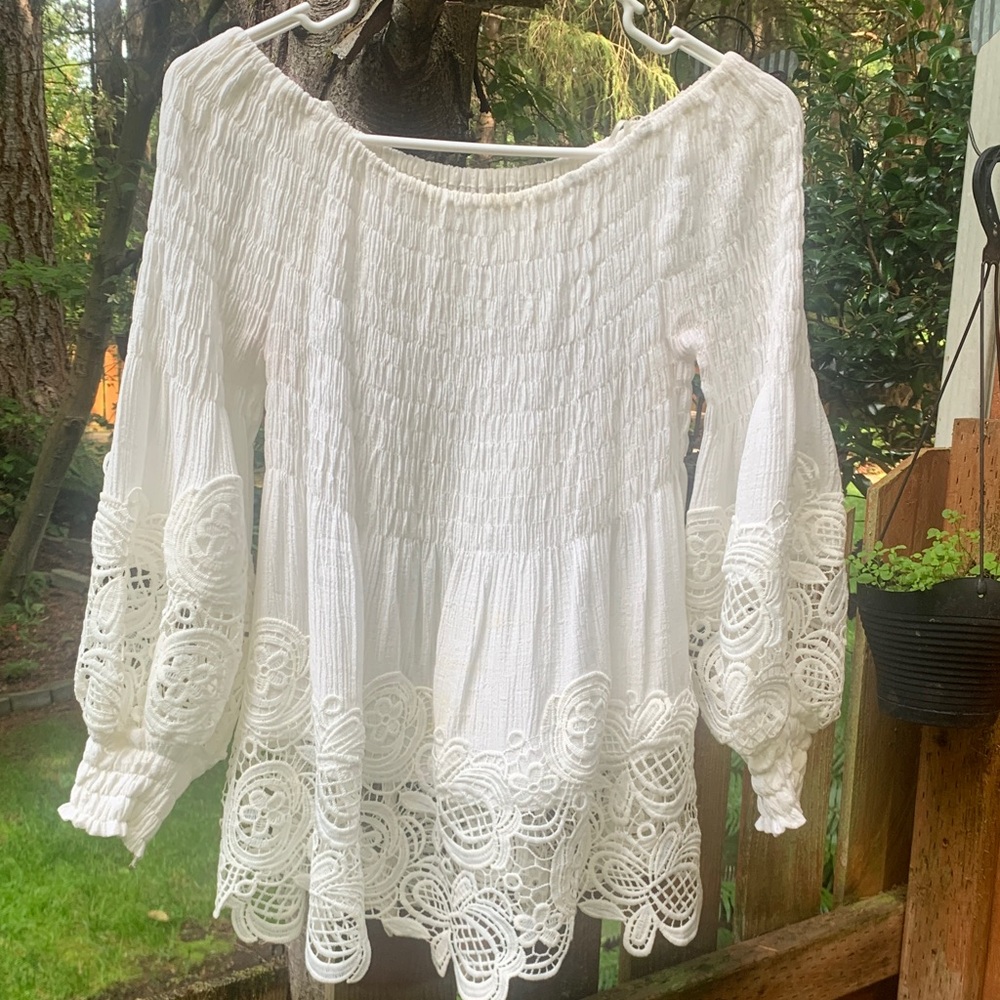 Big Hit Fashion White Lace Boho Top